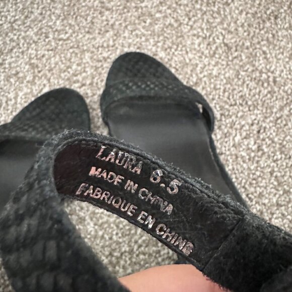 Jeffrey Campbell Laura Block Heel Ankle Strap Open Toe Heels Sandals Black 6.5 - Picture 5 of 9